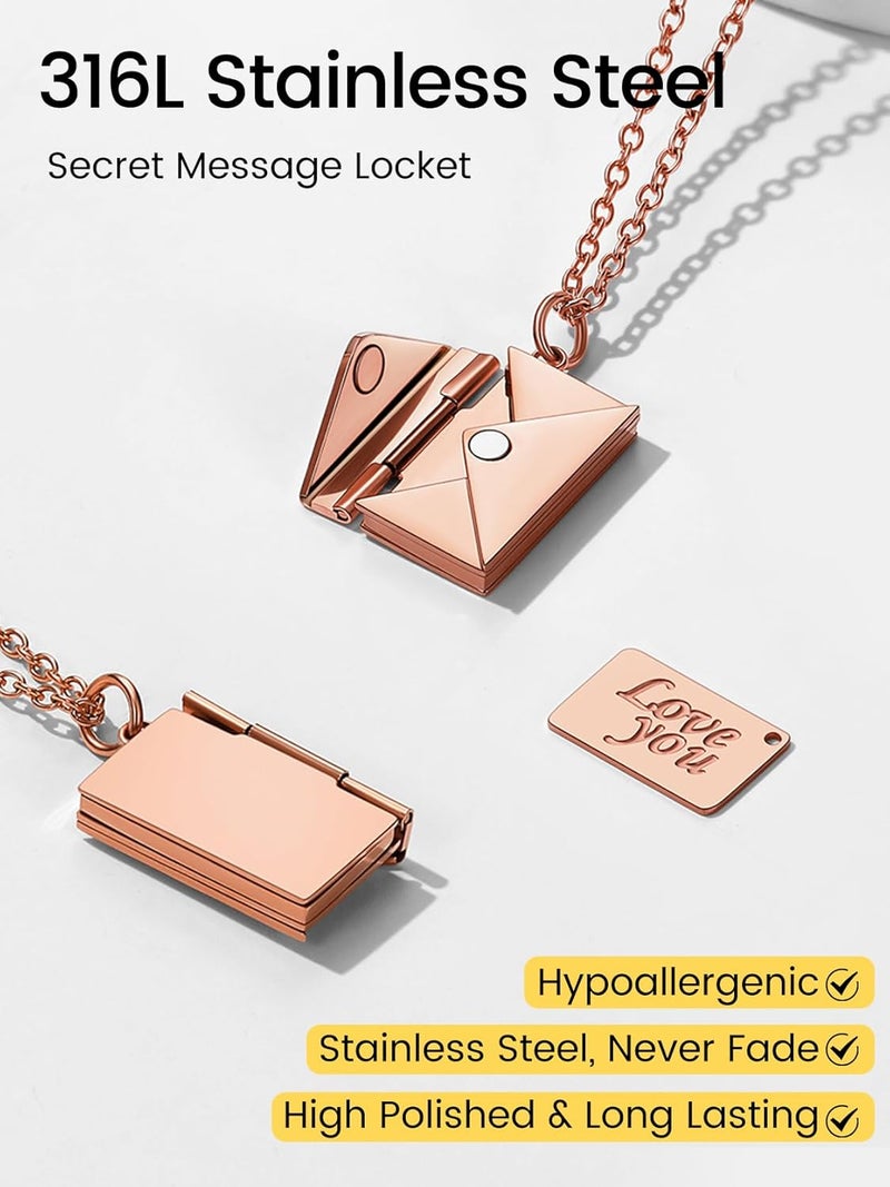 KeyStyle Personalized Envelope Locket Necklace for Women, Custom Love Letter Message Necklaces Birthstone Photo Jewelry Mother's Day Christmas Gift for Fiancee Mom Wife - Image 3